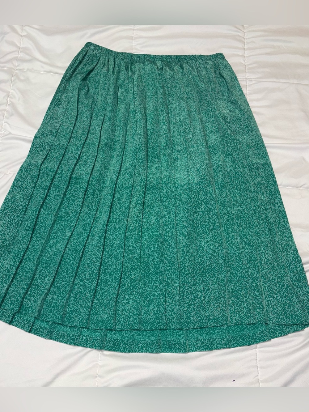 Vintage Leslie Fay Green Pleated Skirt Size 16 Polyester Confetti Masters Golf - Picture 6 of 7